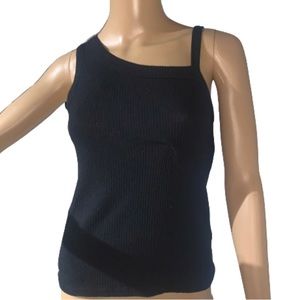 Elan Black Asymmetrical Tank Top